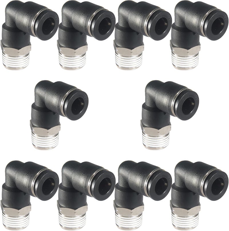 MSAEIQUN 3/8 Air hose fittings, Air fittings Male Elbow 3/8 Inch Tube OD x 3/8 NPT Thread Push to Connect Fitting, PL-3/8-N3 (Pack of 10) (3/8-3/8) - Image 1